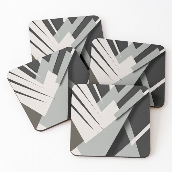 Item preview, "Fiona" - Modern Geometric Abstract Pattern in Grey Silver Black White designed and sold by HiArtify ❤️.