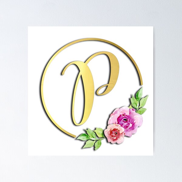 Letter P Watercolor of Floral Monogram' Men's Vintage T-Shirt