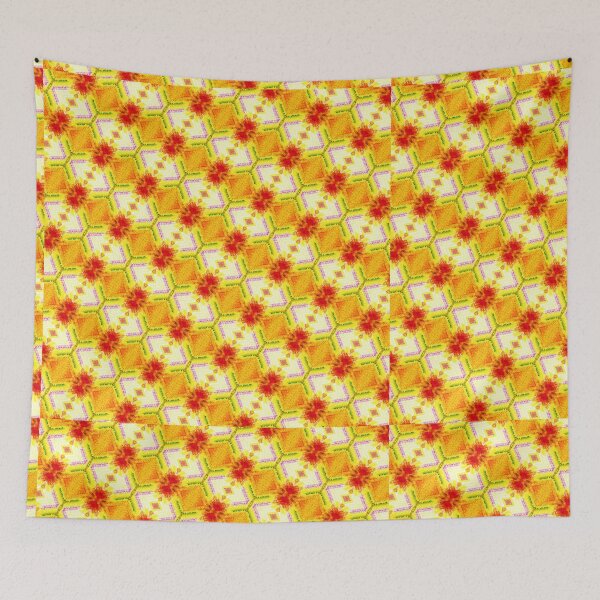 Item preview, red and orange floral pattern designed and sold by IftinDesigns.