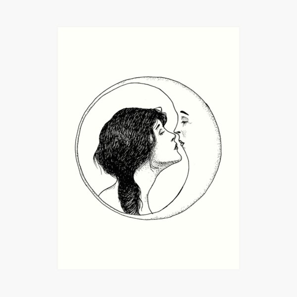 The Lady and the Moon Art Print