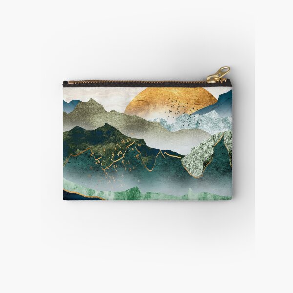 Artikelvorschau, Illustrationen eines grünen goldenen Berges bei Sonnenuntergang entworfen und verkauft von JFGoods.