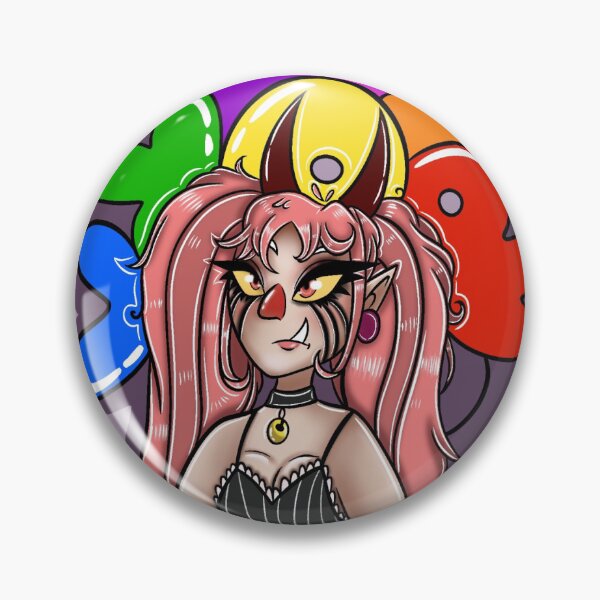 Artikelvorschau, Roxy der Dämonenclown - Pin entworfen und verkauft von Oodlelunazxx.