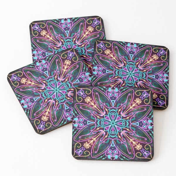 Item preview, Neon Mandala Flower Abstract designed and sold by Chatchot.