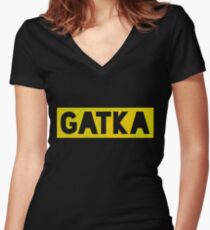 Gatka PUBG Bold Women's Fitted V-Neck T-Shirt