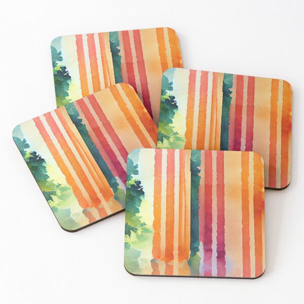 Item preview, Water colored with Orange Stripes and Green Trees Patterns designed and sold by Fitbys.