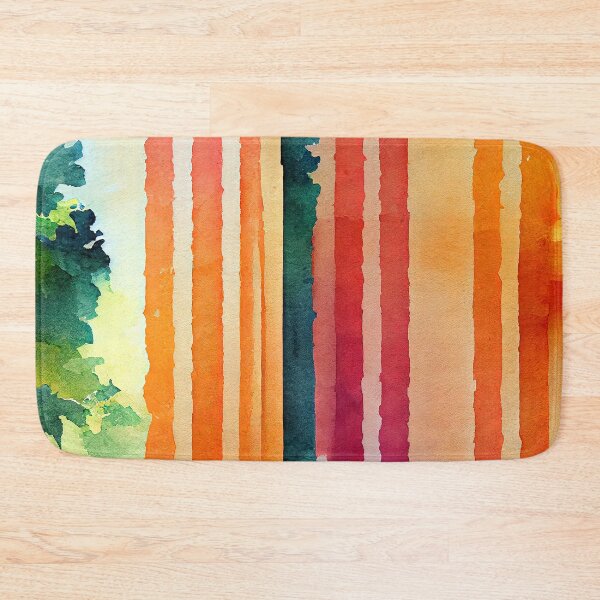Item preview, Water colored with Orange Stripes and Green Trees Patterns designed and sold by Fitbys.