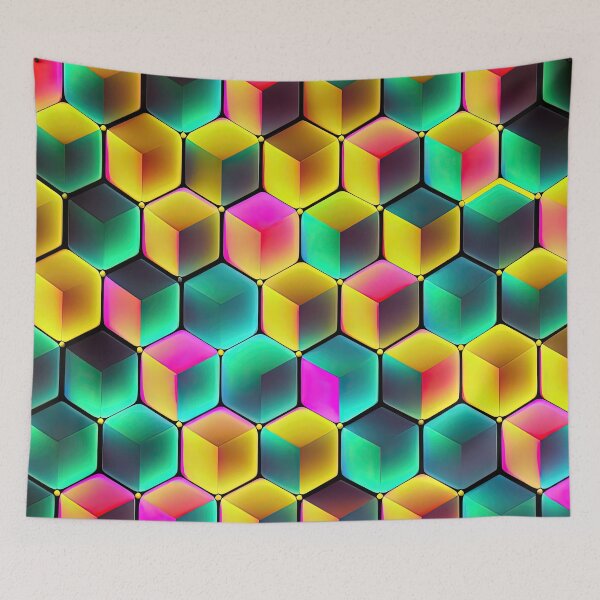 Item preview, Cubic Isometric in Neon Colours #1 designed and sold by Patternifico.