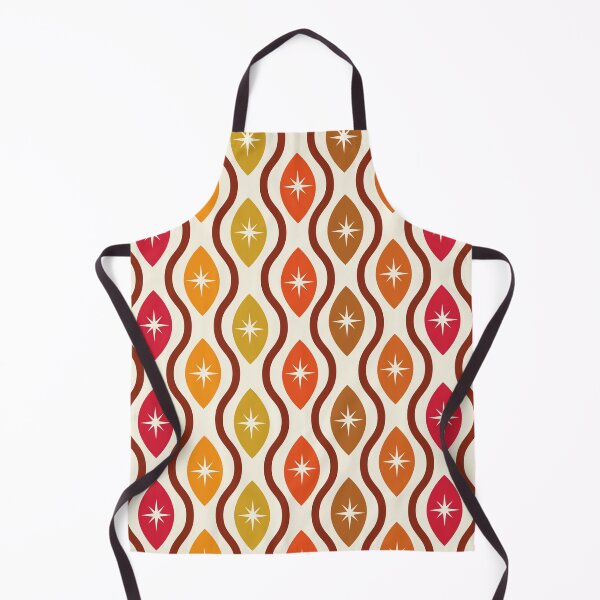 Item preview, Mid Century retro stars on oval ogee pattern in orange, brown and red designed and sold by Yasminepatterns .