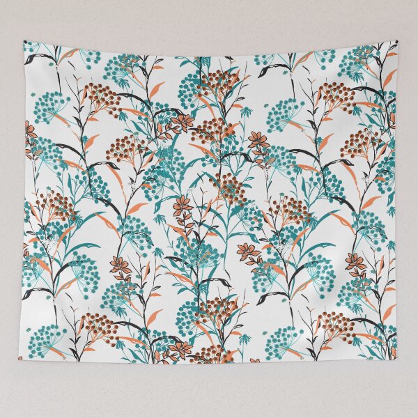 Artikelvorschau, Orange und blaues Blumenmuster entworfen und verkauft von DesignedbyNBS.