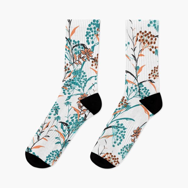 Aperçu de l'œuvre Design floral orange et bleu créée et vendue par DesignedbyNBS.