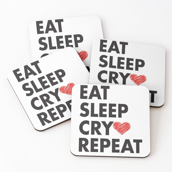 Item preview, EAT SLEEP CRY REPEAT Red Heart for Crying Lovers designed and sold by Mannoucha ⭐⭐⭐⭐⭐ ( 1,978 reviews ).