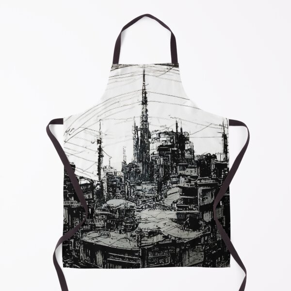 Item preview, Gritty Industrial Cyberpunk Cityscape - Yoji Shinkawa artistic Cyberpunk sketch designed and sold by V0L0S.