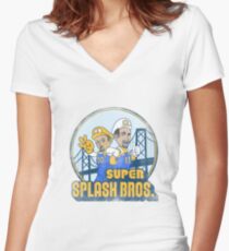 Super Splash Bros Women's Fitted V-Neck T-Shirt