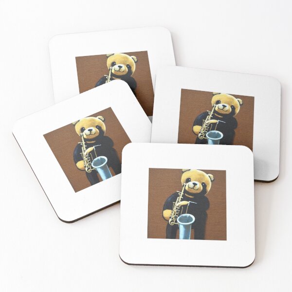 Item preview, Musician Teddy Bear playing drums | Banksy-inspired original street art stencil mural designed and sold by ArtworkbyEmmy.
