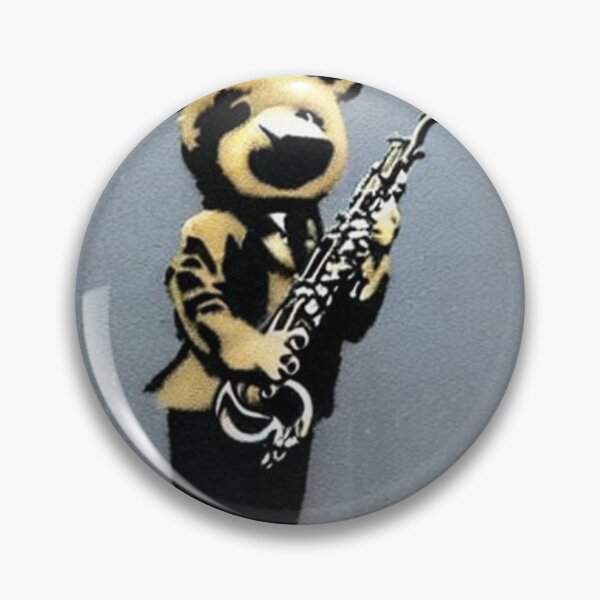 Item preview, Musician Teddy Bear playing drums | Banksy-inspired original street art stencil mural designed and sold by ArtworkbyEmmy.