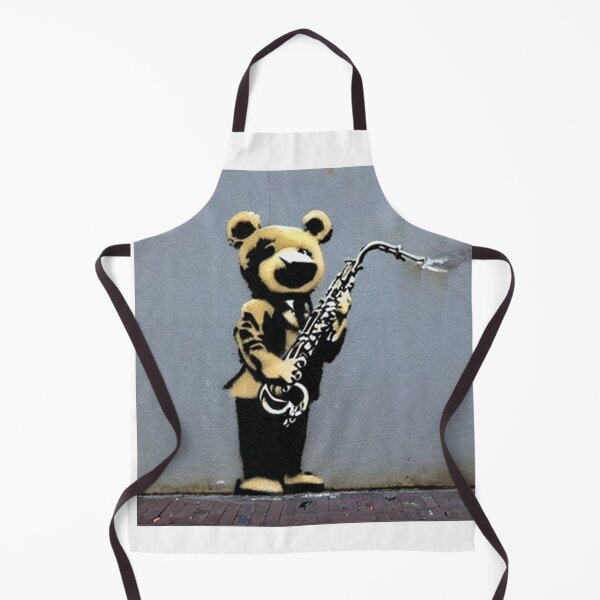 Item preview, Musician Teddy Bear playing drums | Banksy-inspired original street art stencil mural designed and sold by ArtworkbyEmmy.
