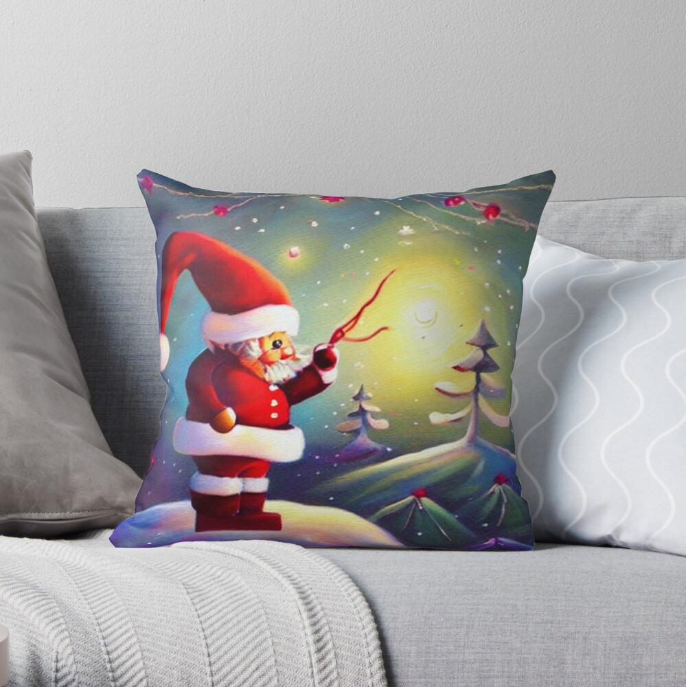 Blue Christmas Gnome Throw Pillow Cover in 2023