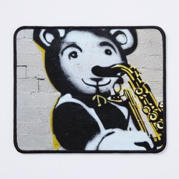 Item preview, Musician Teddy Bear playing drums | Banksy-inspired original street art stencil mural designed and sold by ArtworkbyEmmy.