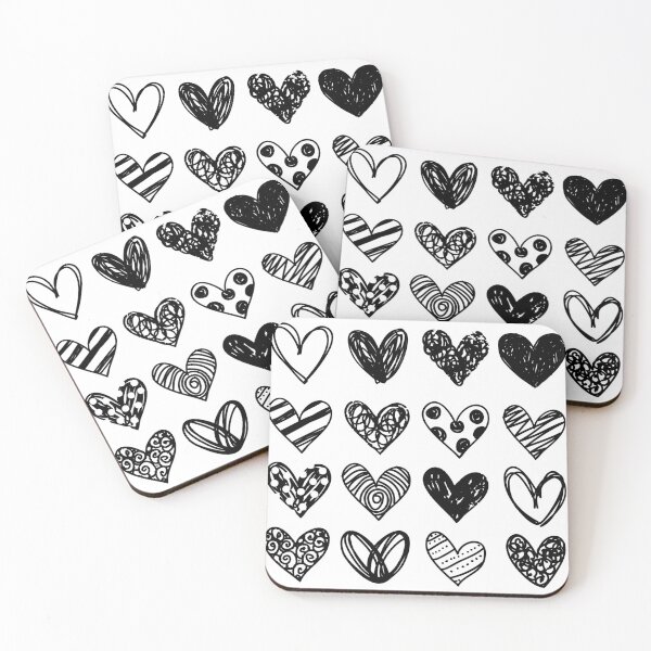 Aperçu de l'œuvre Coeur Doodle, gribouillage, amour, noir et blanc, symbole créée et vendue par berlamo.