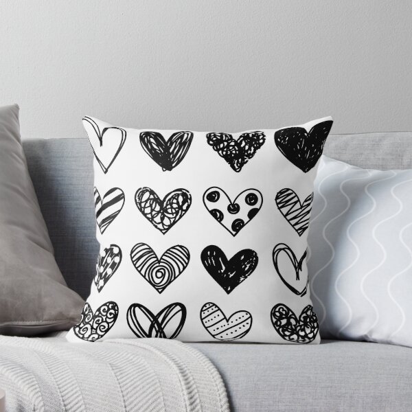 Aperçu de l'œuvre Coeur Doodle, gribouillage, amour, noir et blanc, symbole créée et vendue par berlamo.