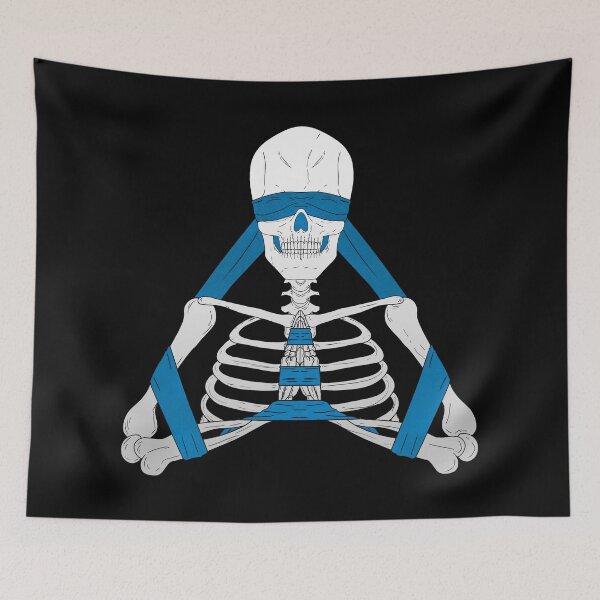 Item preview, Blindfold Ribbon Praying Skeleton Blue Ribbon designed and sold by FacundoGomez.
