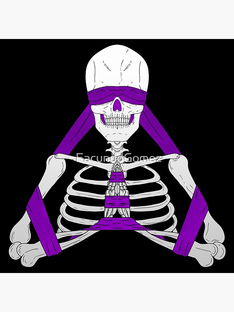 Blindfold Ribbon Praying Skeleton Purple Ribbon Photographic Print