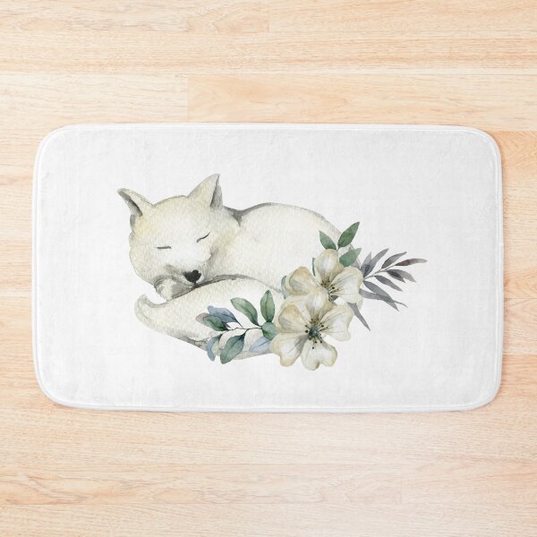 Item preview, Fox and Floral Watercolor, Artic Fox Animal, Cute White Fox Sleeping  designed and sold by Flowerartlovers.