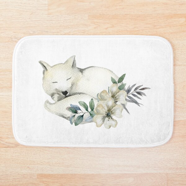 Item preview, Fox and Floral Watercolor, Artic Fox Animal, Cute White Fox Sleeping  designed and sold by Flowerartlovers.