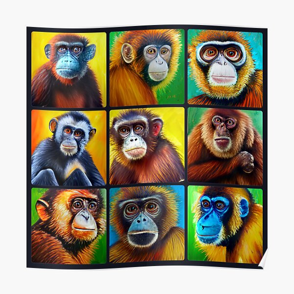 "Monkey art pack" Poster for Sale by CinderPress Redbubble