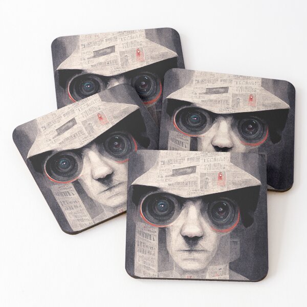 Item preview, Kafka Paranoia - Franz Kafka inspired artistic surveillance state dark painting designed and sold by V0L0S.