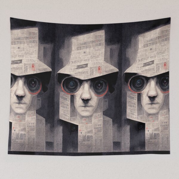 Item preview, Kafka Paranoia - Franz Kafka inspired artistic surveillance state dark painting designed and sold by V0L0S.