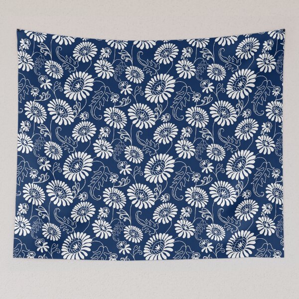 Item preview, Vintage flowers on deep blue designed and sold by Lelyely.