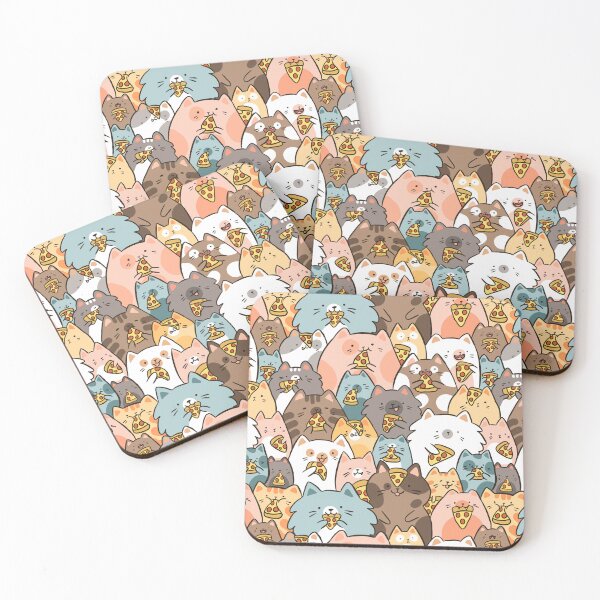 Item preview, Cute cats pizza party - cat and pizza pattern  designed and sold by Yarafantasyart.