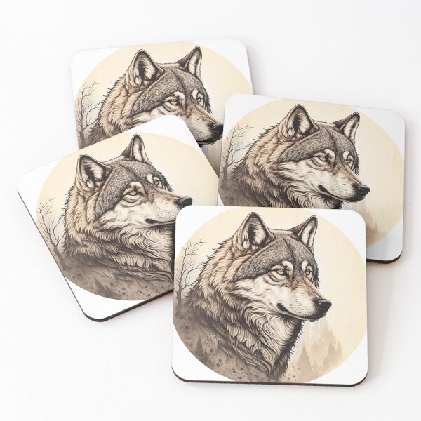 Item preview, Round Shape Wolf Illustration Sticker/T-shirt/etc Design designed and sold by krazybookz.