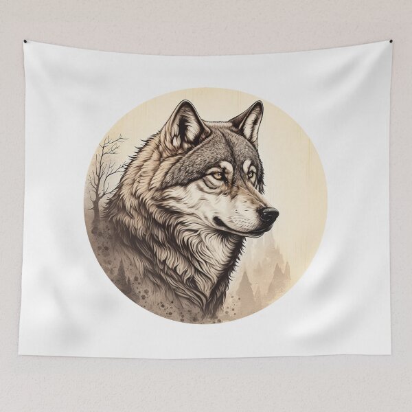 Item preview, Round Shape Wolf Illustration Sticker/T-shirt/etc Design designed and sold by krazybookz.