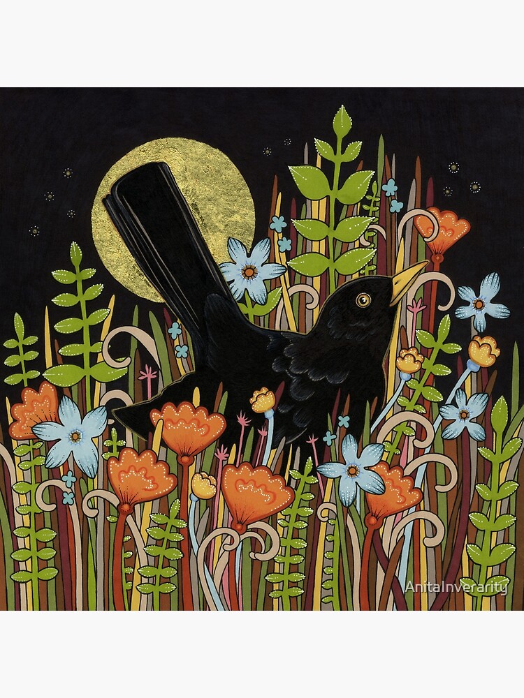 Thumbnail 4 of 4, Pillow, Blackbird designed and sold by AnitaInverarity.