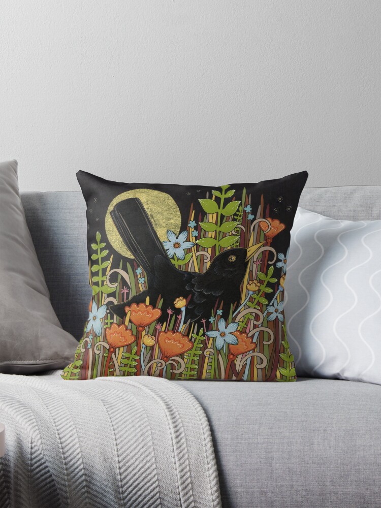 Thumbnail 1 of 4, Pillow, Blackbird designed and sold by AnitaInverarity.