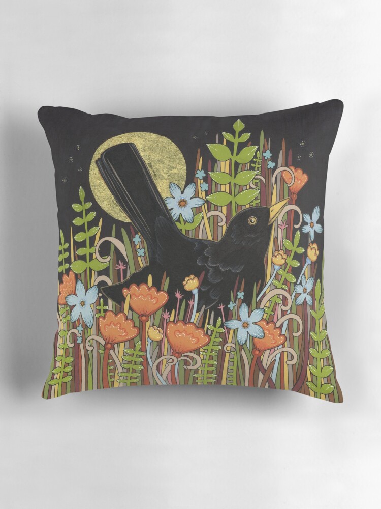 Thumbnail 3 of 4, Pillow, Blackbird designed and sold by AnitaInverarity.