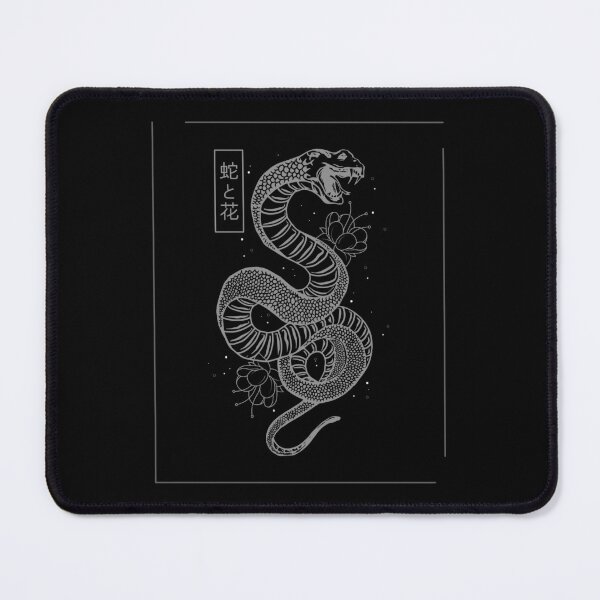 Item preview, Gray Japanese Snake Line Art Floral Animal Drawing designed and sold by SnazzyStyles.