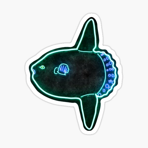 Vista previa del artículo con la obra «Diseño de neón de un pez luna Mola Mola Ocean», diseñado y vendido por designsasstultd.