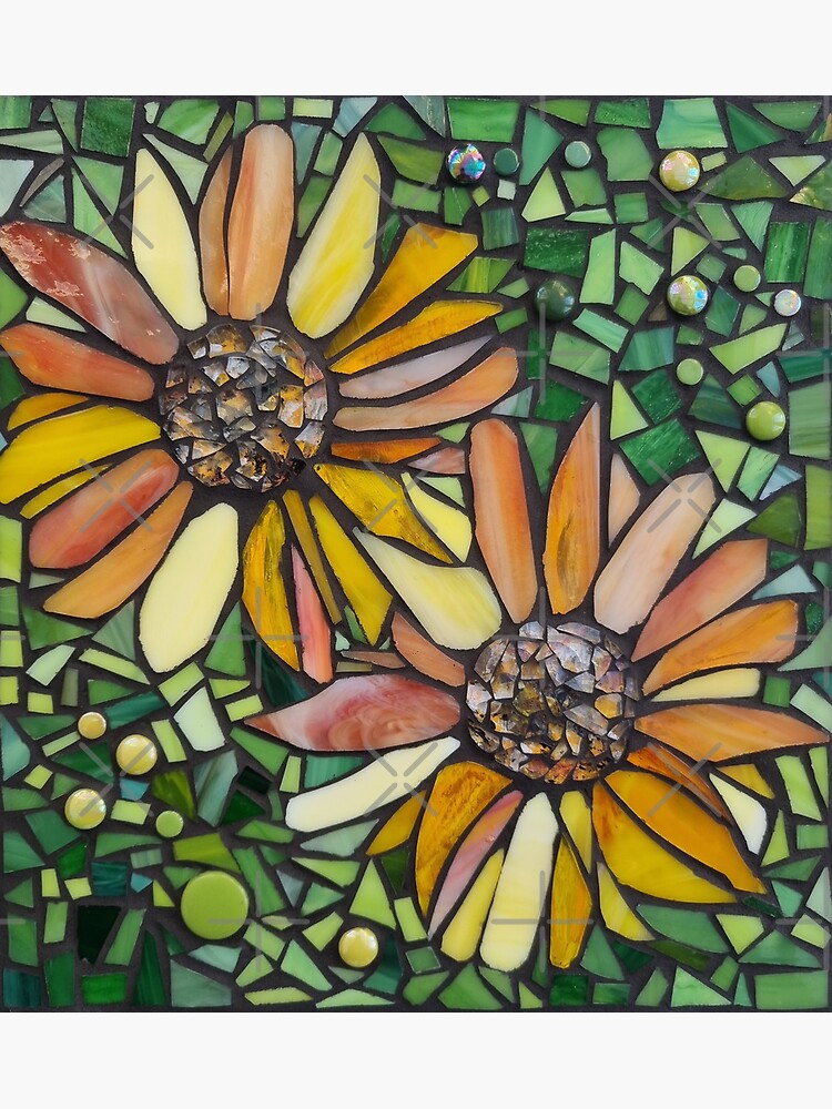 Sunflower Stained Glass Block, Hand Painted Pop Art Gift, Floral