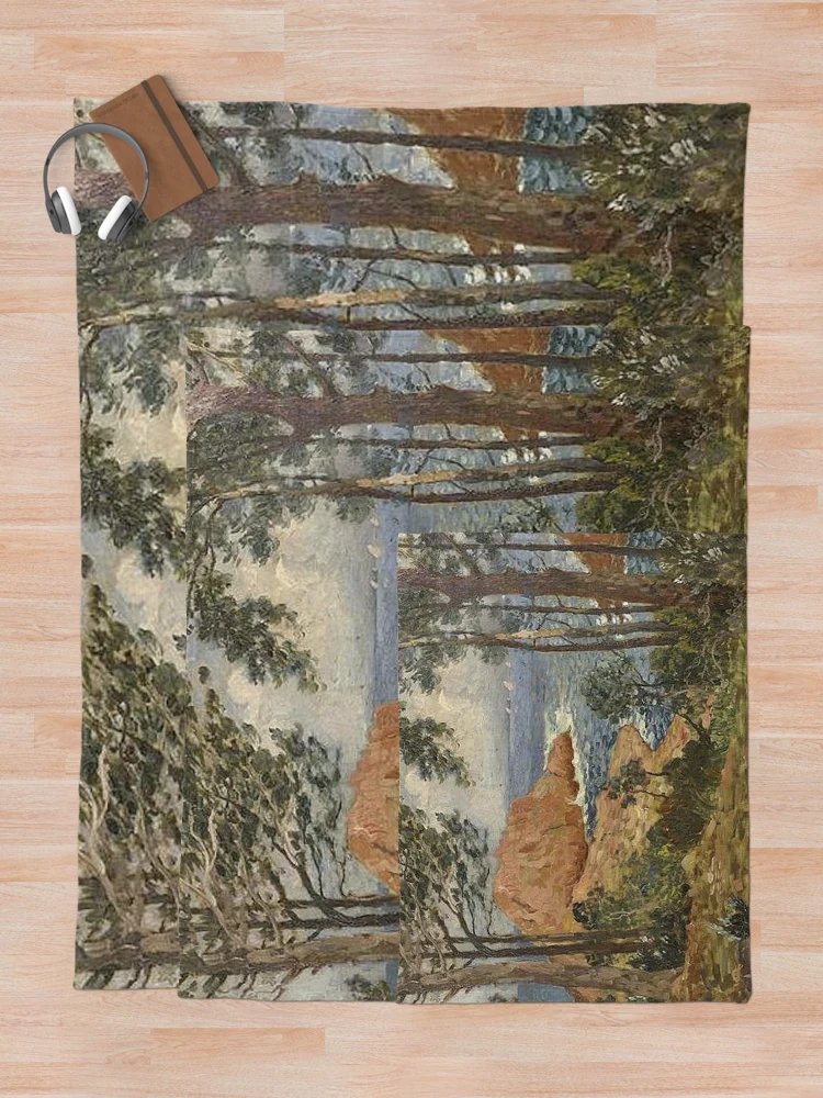 Thumbnail 5 of 6, Throw Blanket, Eugene Chigot - Les Roches Rouges designed and sold by tomorrowsart.