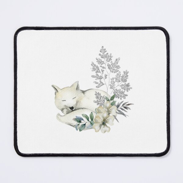 Item preview, Fox and Floral Watercolor, Artic Fox Animal, Cute White Fox Sleeping designed and sold by Flowerartlovers.