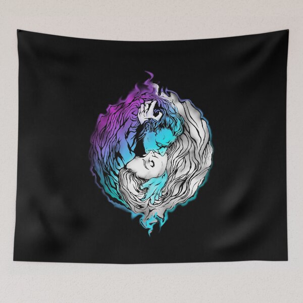 Item preview, Yin Yang Love - Purple and Blue on Dark Background - Hip Hop Psychedelic Style designed and sold by SubQtaneousArt.