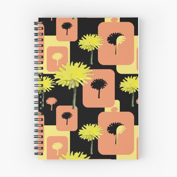 Item preview, Mod Dandelions with Soft Orange on Black Repeat 5748 designed and sold by Art in My Loft.