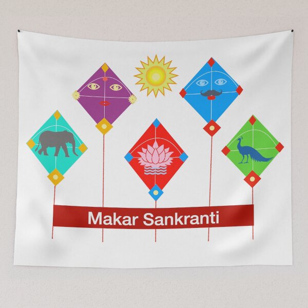 Item preview, Makar Sankranti 2023 modern design white designed and sold by Bakkia.