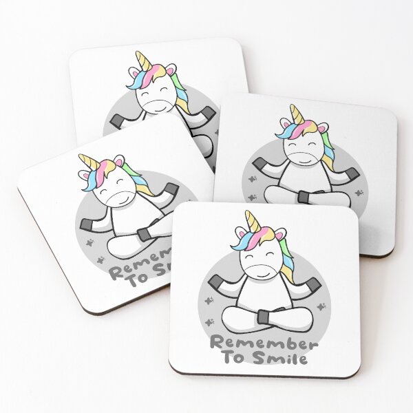 Item preview, Remember to smile Kawaii happy unicorn doing yoga pose designed and sold by Awesome 4 all.