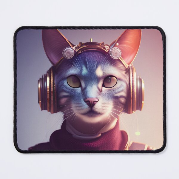 Item preview, Cool steampunk cat hero portrait wearing headphones designed and sold by vishalraifx.