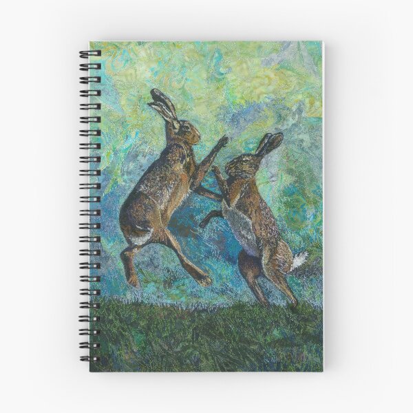 Item preview, Boxing Hares Embroidery - Textile Art designed and sold by RWTextileArt.