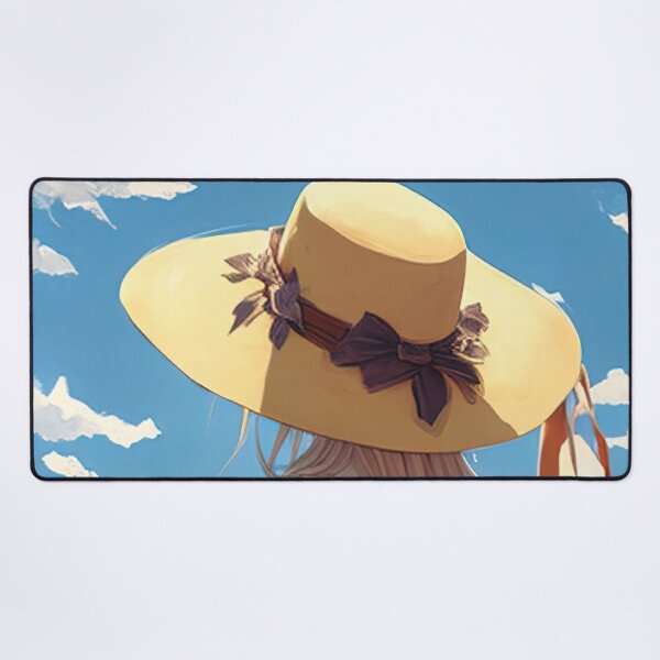 Anime girl with a straw hat in a sunflower field Tote Bag for